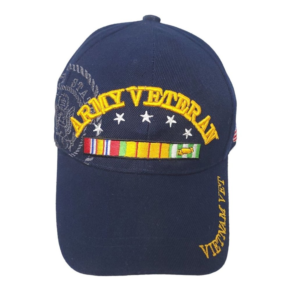 Army Veteran Vietnam Vet Embroidered Patch Stitch Strapback Cap Trucker Baseball